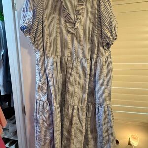 Crown & Ivy Striped Blouse with Lace Detail